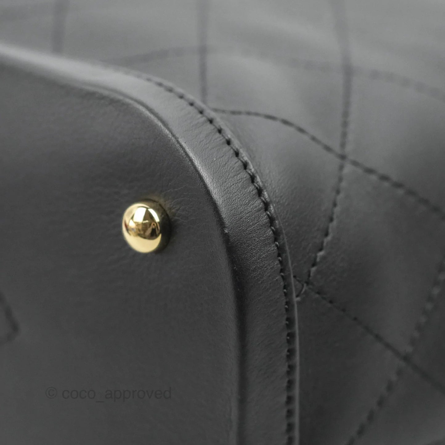Chanel Drawstring Bucket Bag with Top Handle Black Calfskin Gold Hardware