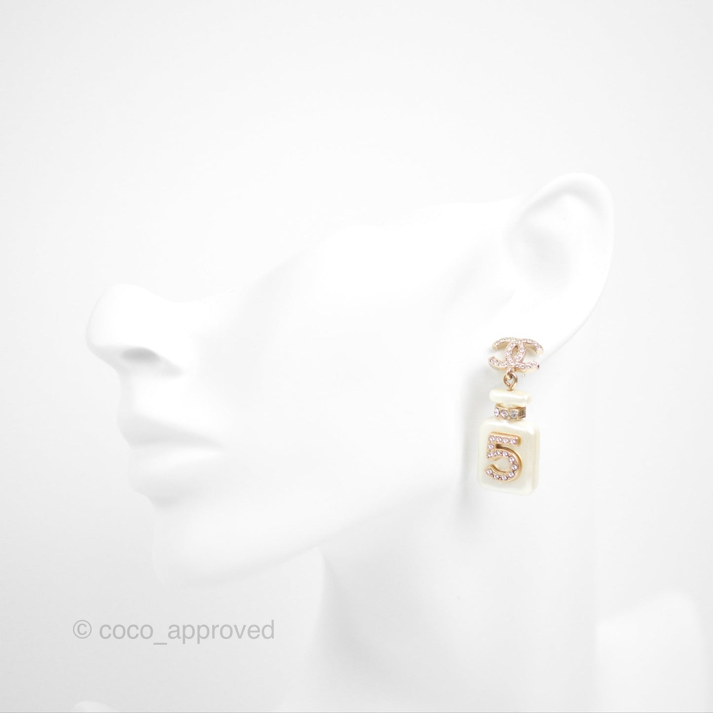 Chanel Crystal CC No5 Perfume Bottle Drop Earrings 22S