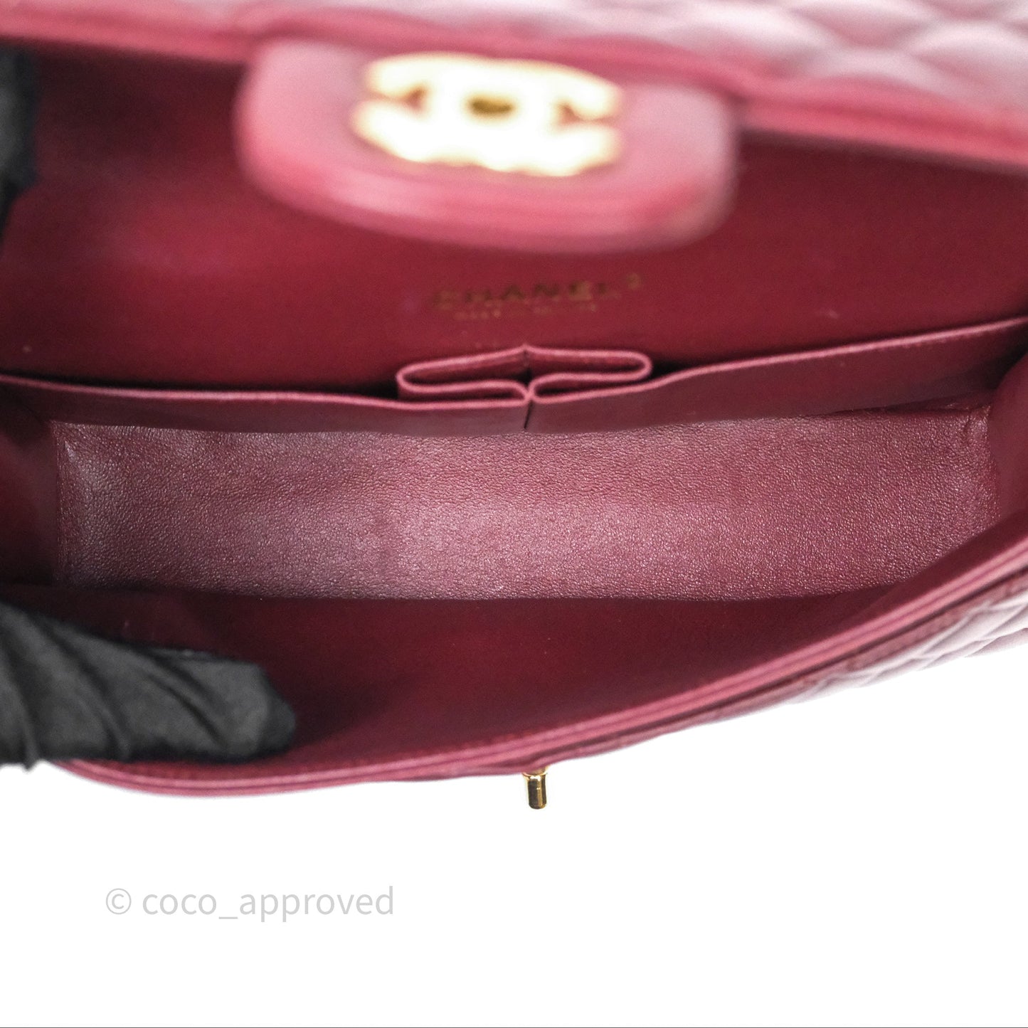 Chanel Classic M/L Medium Flap Quilted Burgundy Lambskin Gold Hardware