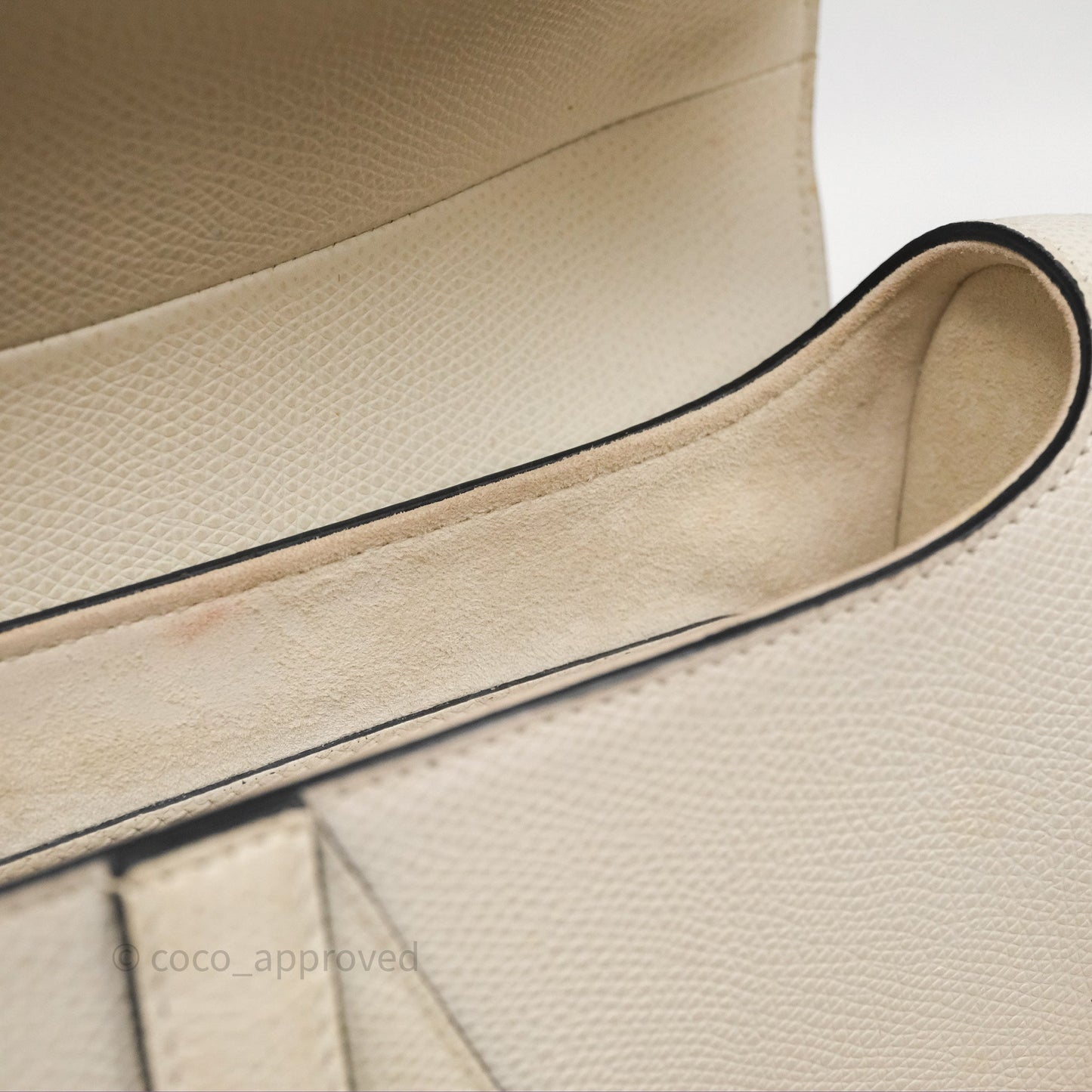 Christian Dior Saddle Bag White Grained Calfskin Gold Hardware