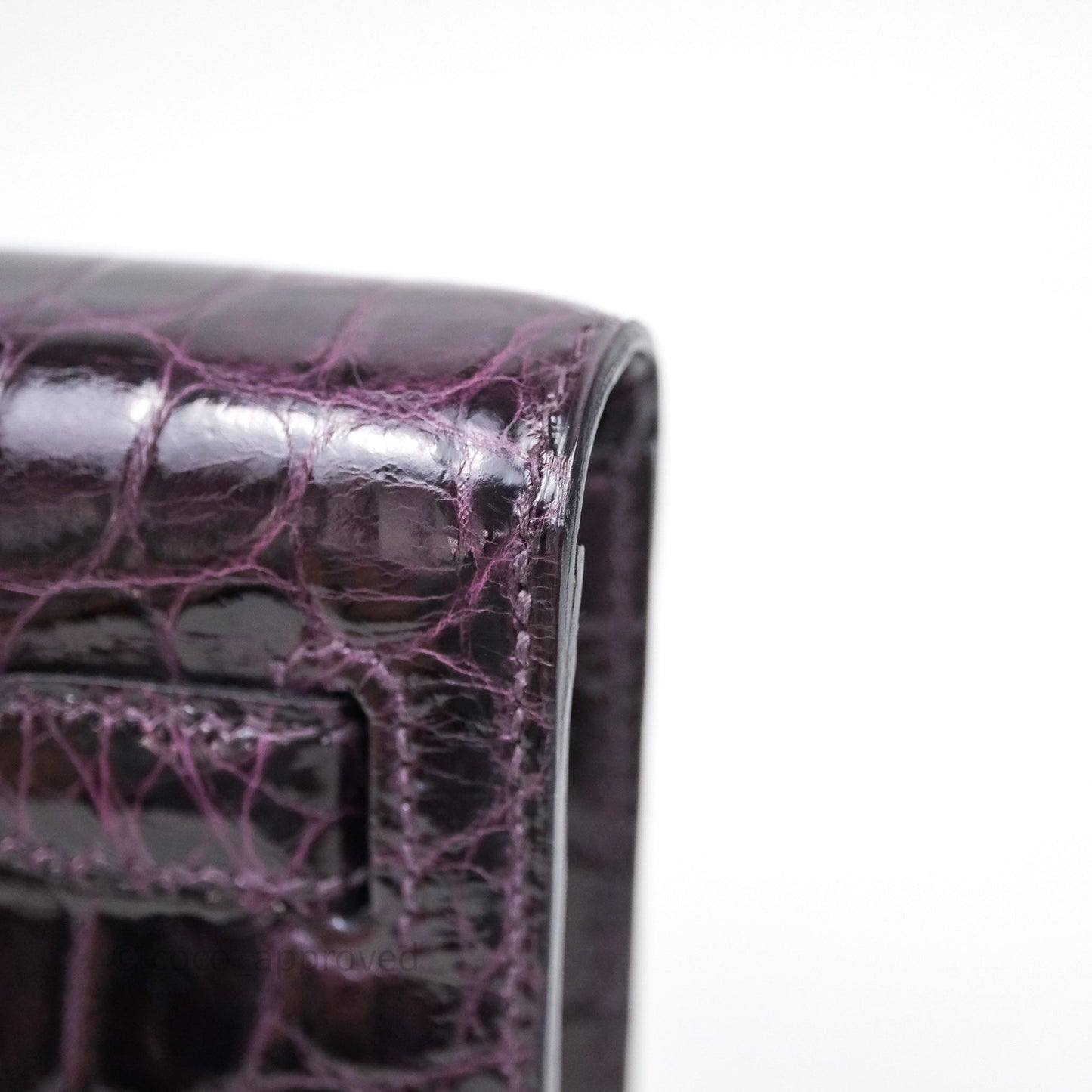 Hermes Kelly Cut Aubergine Shiny Niloticus Crocodile Palladium Hardware