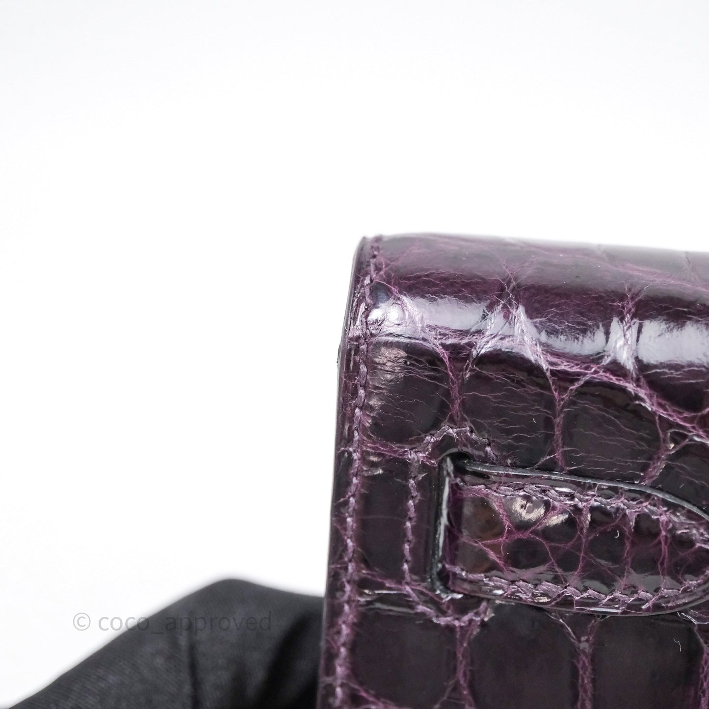 Hermes Kelly Cut Aubergine Shiny Niloticus Crocodile Palladium Hardware