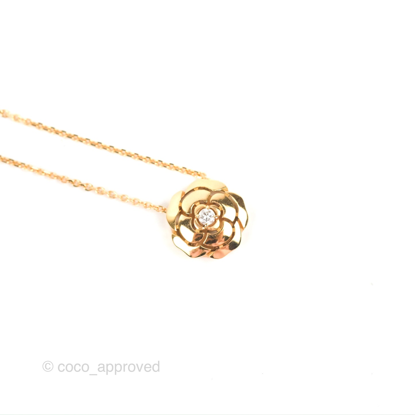 Chanel Extrait De Camelia Necklace Pink Gold