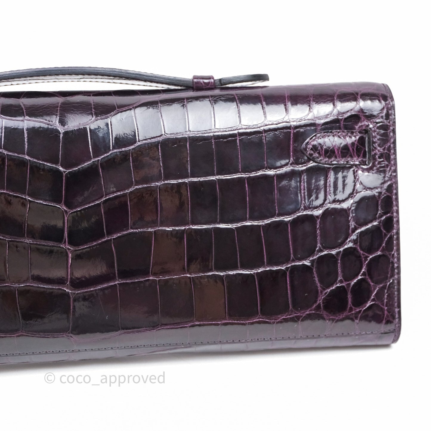 Hermes Kelly Cut Aubergine Shiny Niloticus Crocodile Palladium Hardware