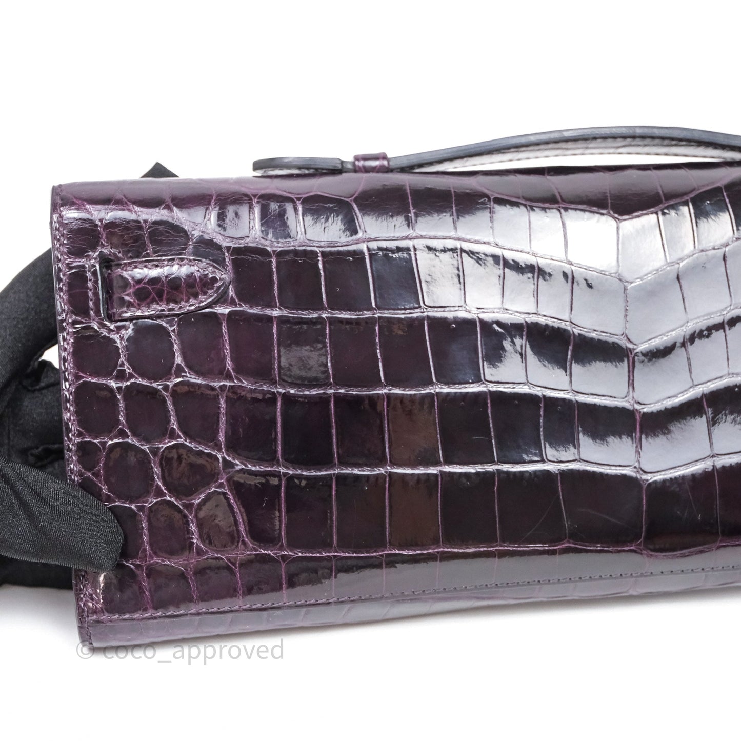 Hermes Kelly Cut Aubergine Shiny Niloticus Crocodile Palladium Hardware
