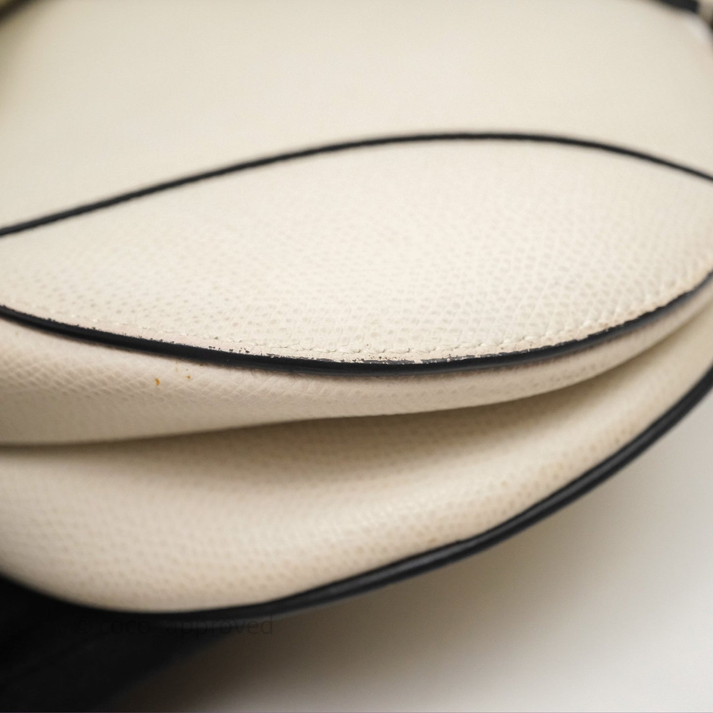Christian Dior Saddle Bag White Grained Calfskin Gold Hardware
