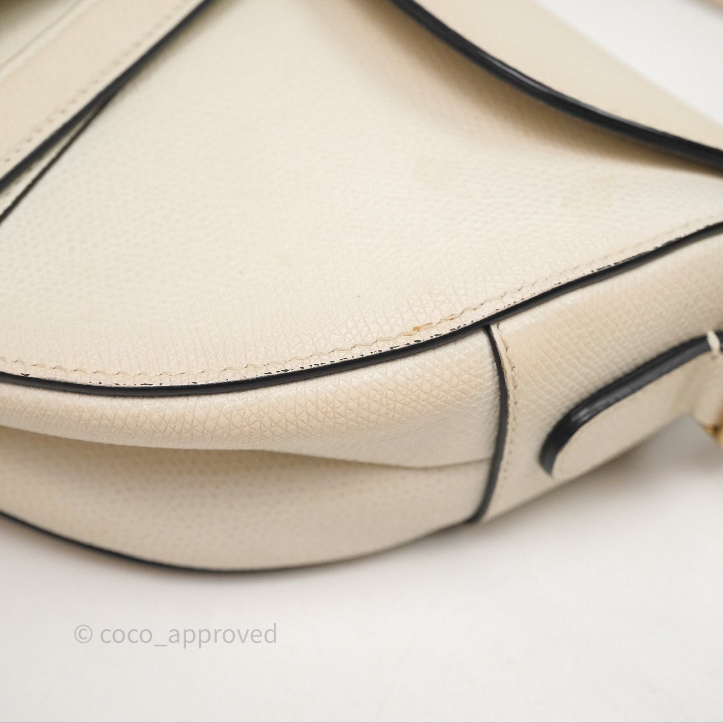 Christian Dior Saddle Bag White Grained Calfskin Gold Hardware