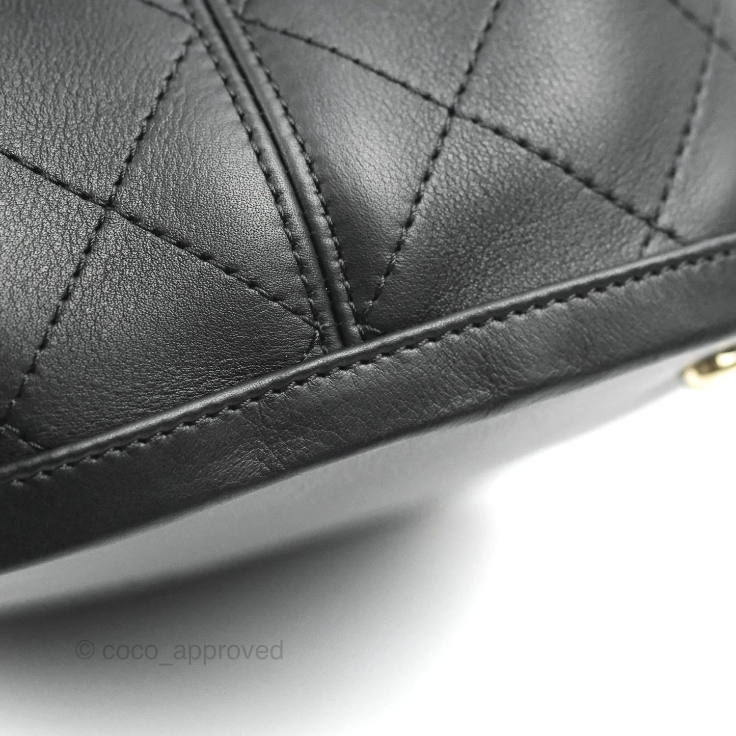 Chanel Drawstring Bucket Bag with Top Handle Black Calfskin Gold Hardware