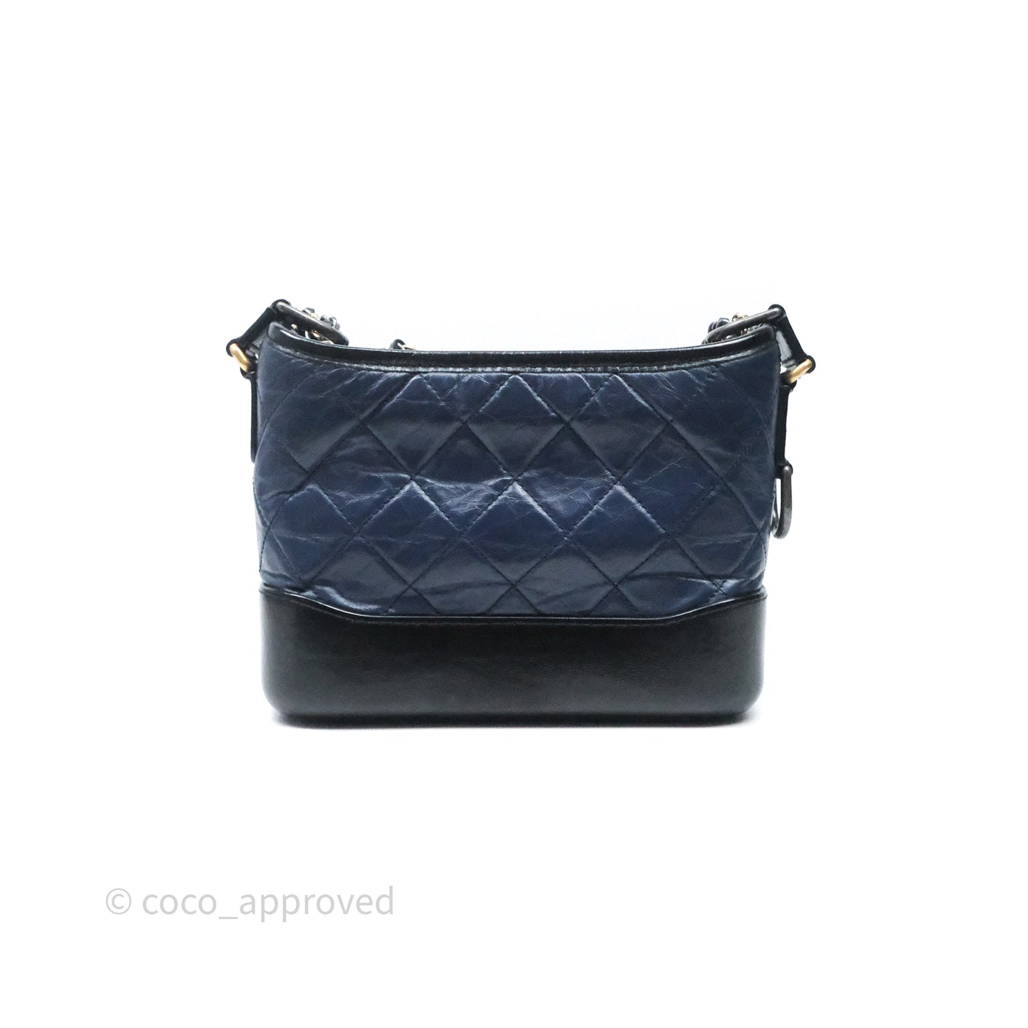 Chanel Quilted Small Gabrielle Hobo Navy Black Aged Calfskin Mixed Hardware