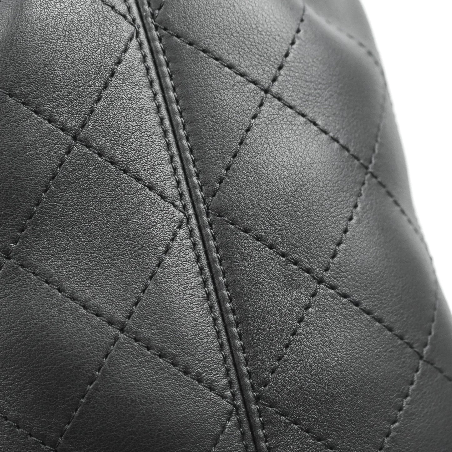 Chanel Drawstring Bucket Bag with Top Handle Black Calfskin Gold Hardware