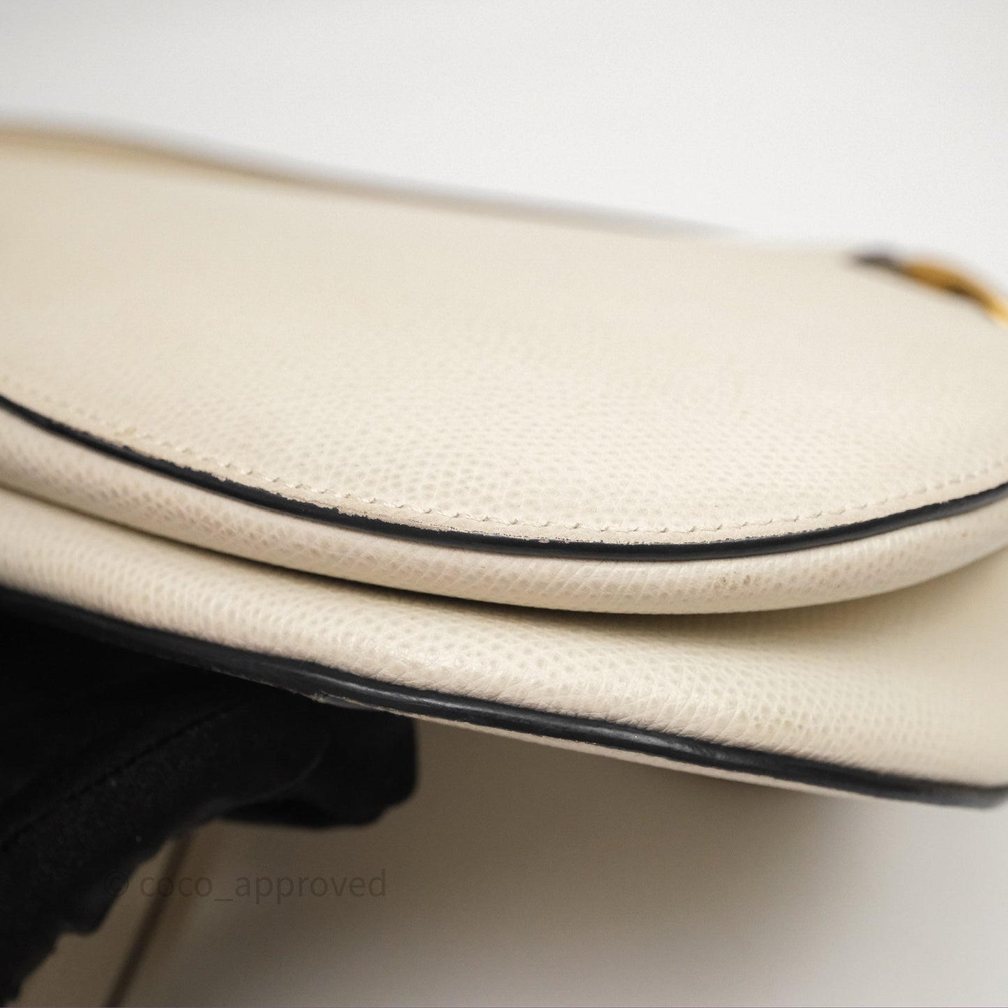 Christian Dior Saddle Bag White Grained Calfskin Gold Hardware