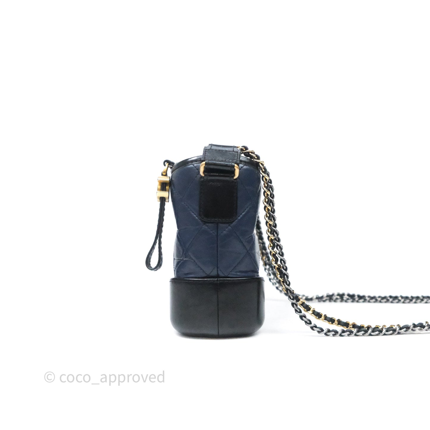Chanel Quilted Small Gabrielle Hobo Navy Black Aged Calfskin Mixed Hardware