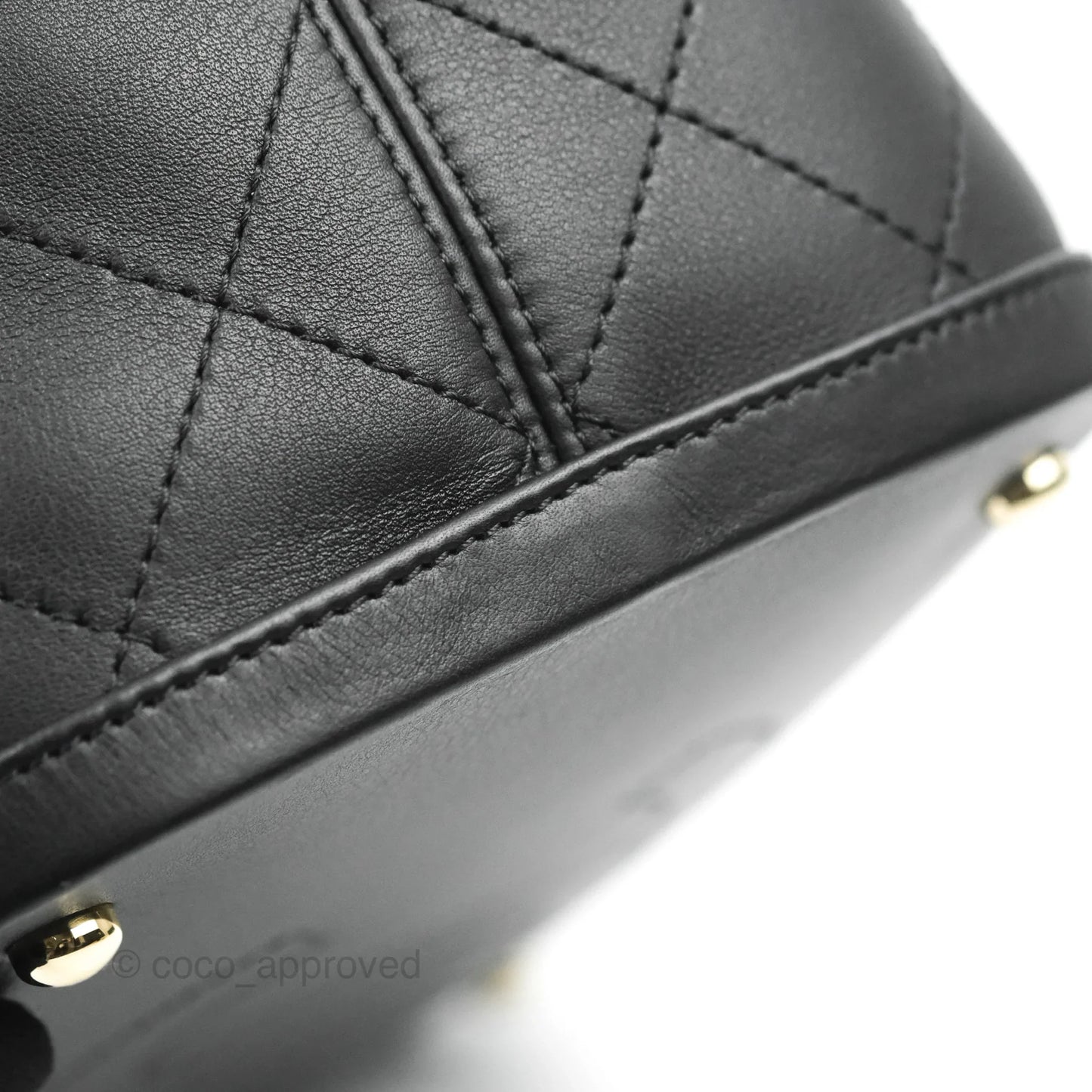 Chanel Drawstring Bucket Bag with Top Handle Black Calfskin Gold Hardware