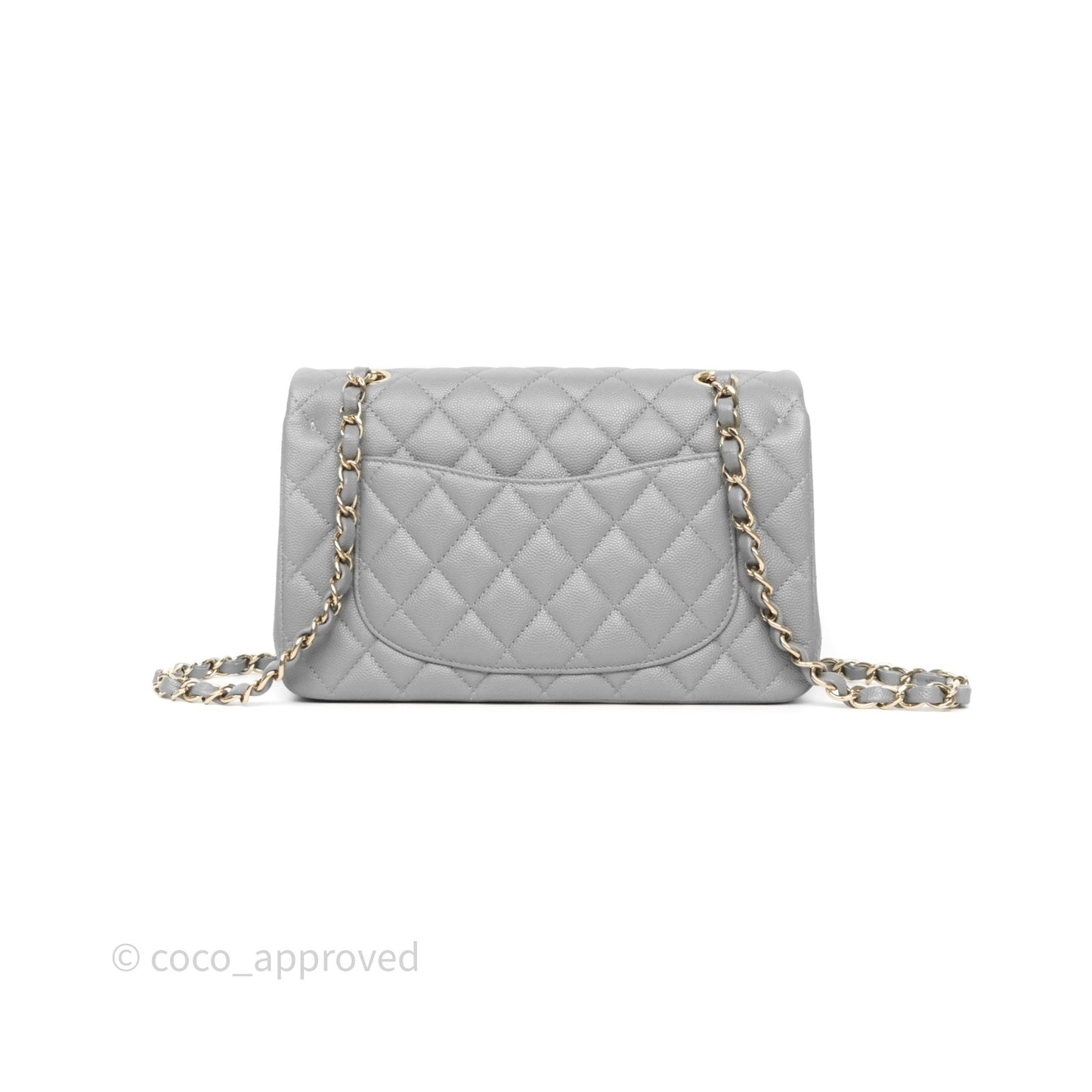 Chanel Small Classic Flap Quilted Grey Caviar Gold Hardware