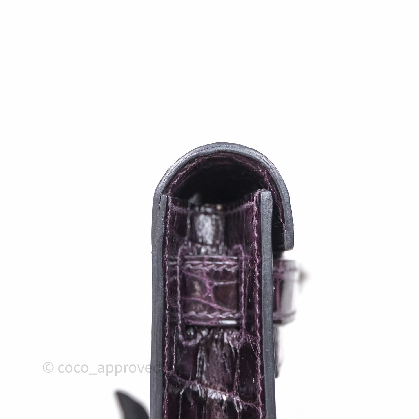 Hermes Kelly Cut Aubergine Shiny Niloticus Crocodile Palladium Hardware