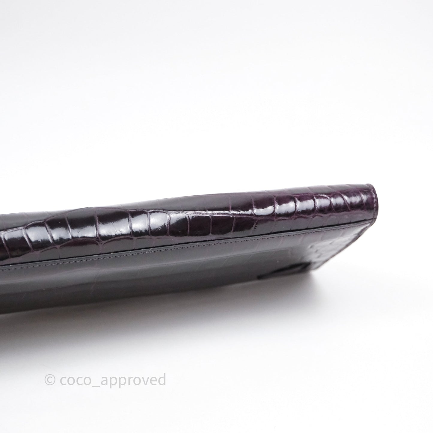 Hermes Kelly Cut Aubergine Shiny Niloticus Crocodile Palladium Hardware