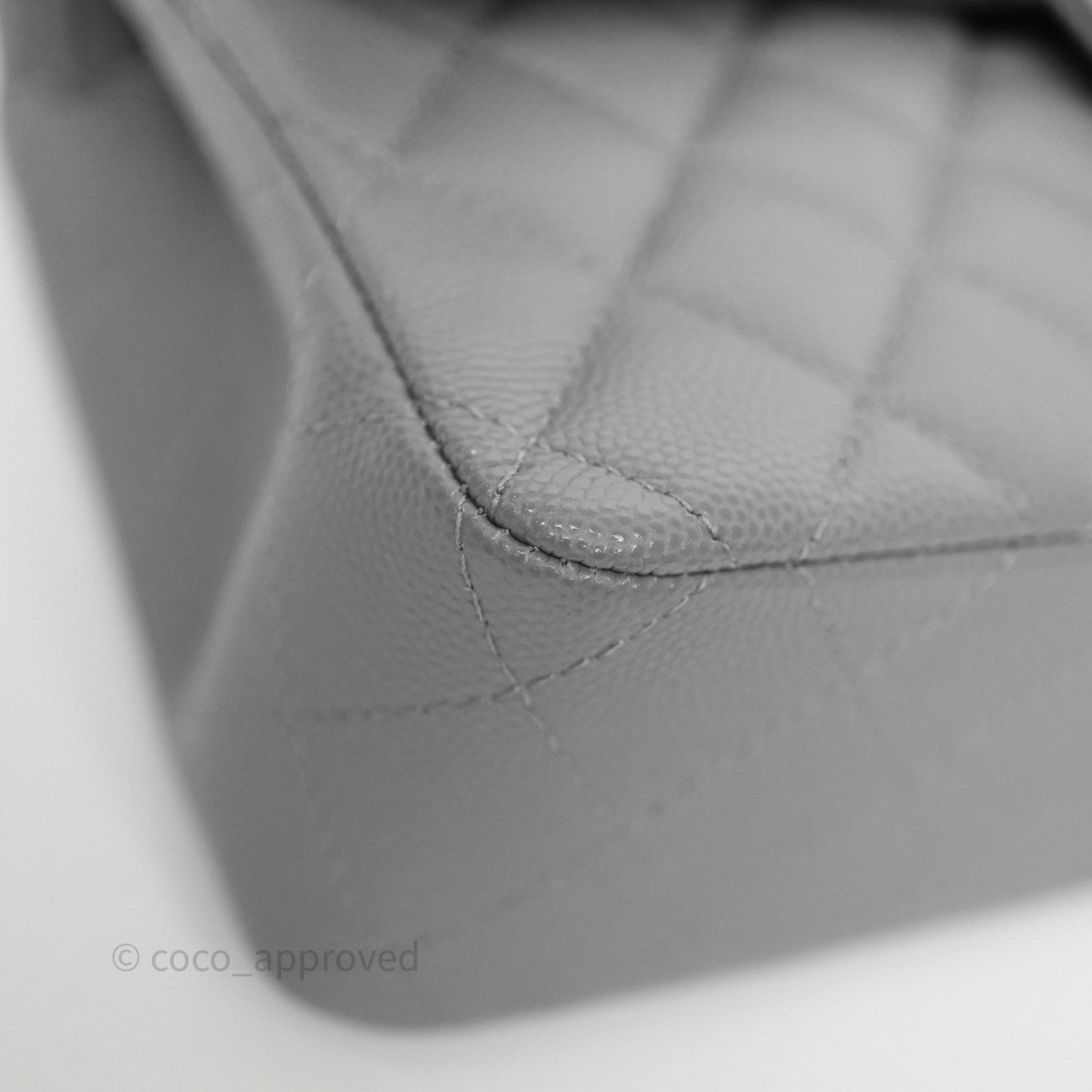 Chanel Small Classic Flap Quilted Grey Caviar Gold Hardware