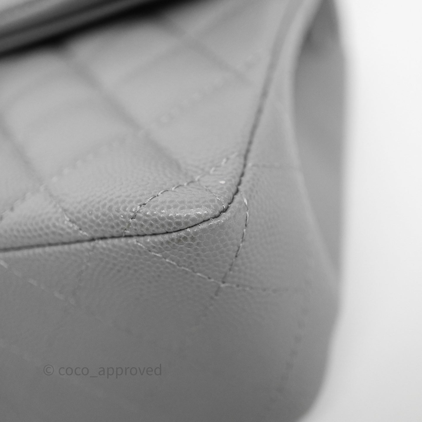 Chanel Small Classic Flap Quilted Grey Caviar Gold Hardware