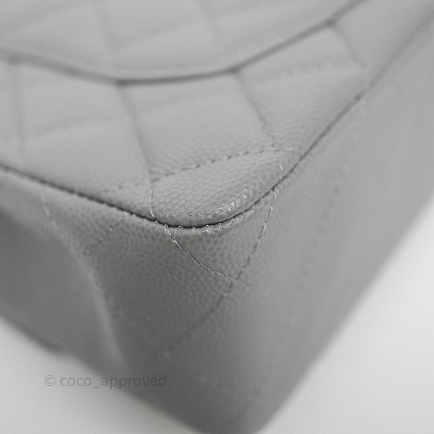 Chanel Small Classic Flap Quilted Grey Caviar Gold Hardware