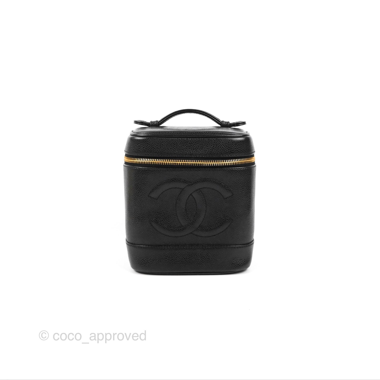 Chanel Vintage Vanity Case Black Caviar Gold Hardware