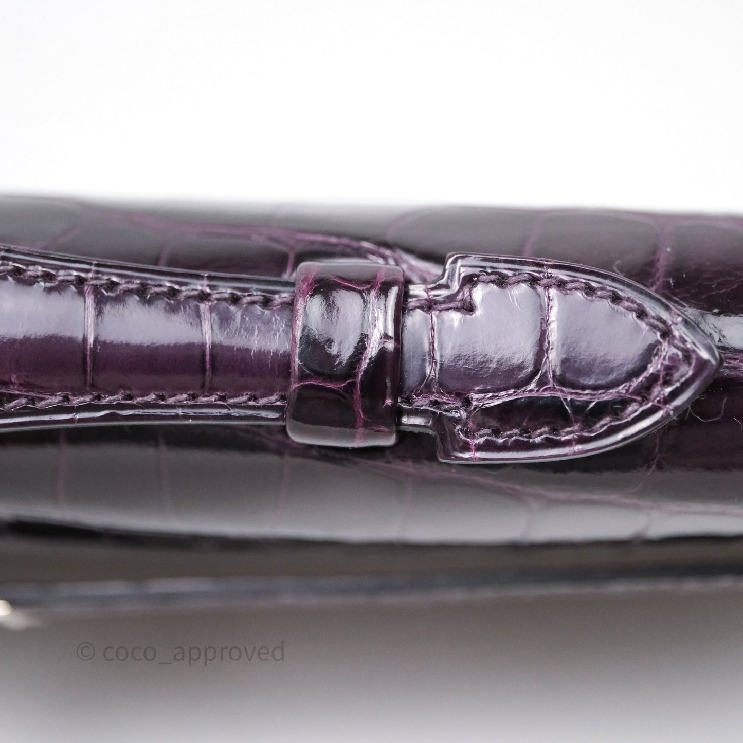 Hermes Kelly Cut Aubergine Shiny Niloticus Crocodile Palladium Hardware