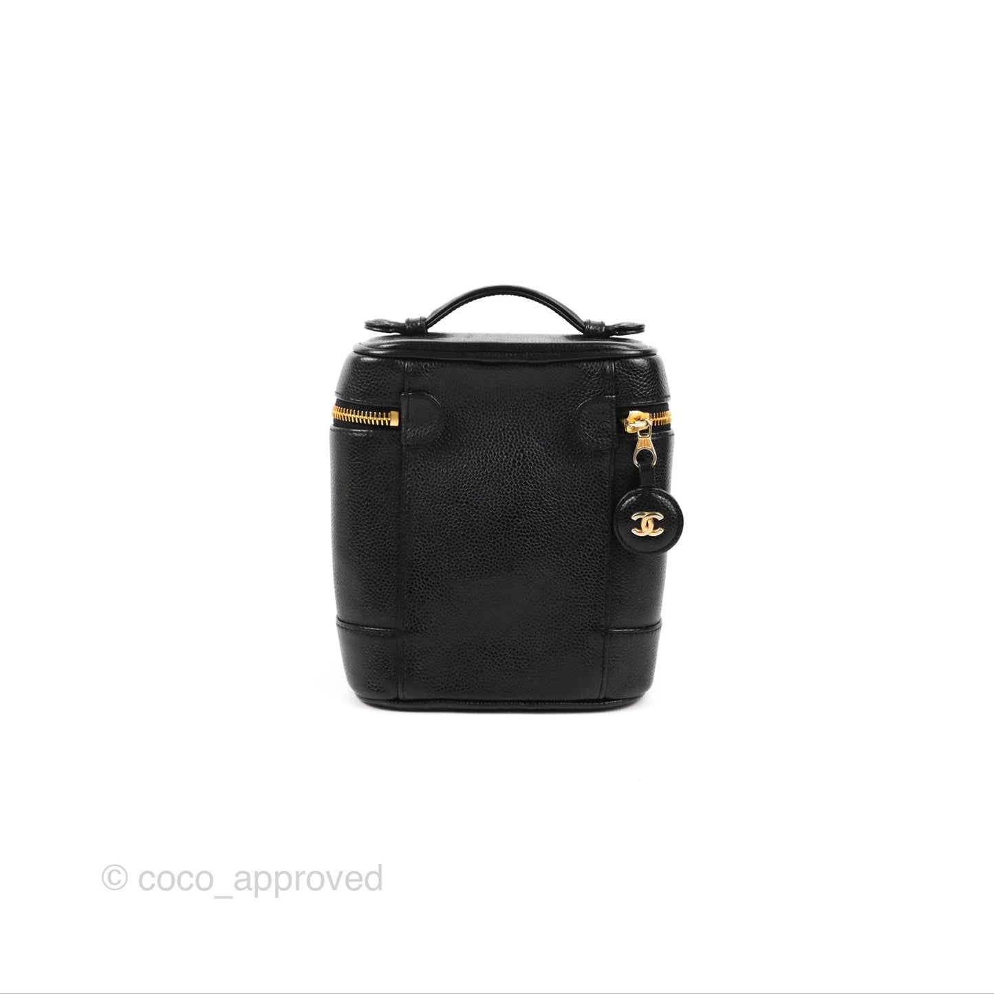 Chanel Vintage Vanity Case Black Caviar Gold Hardware