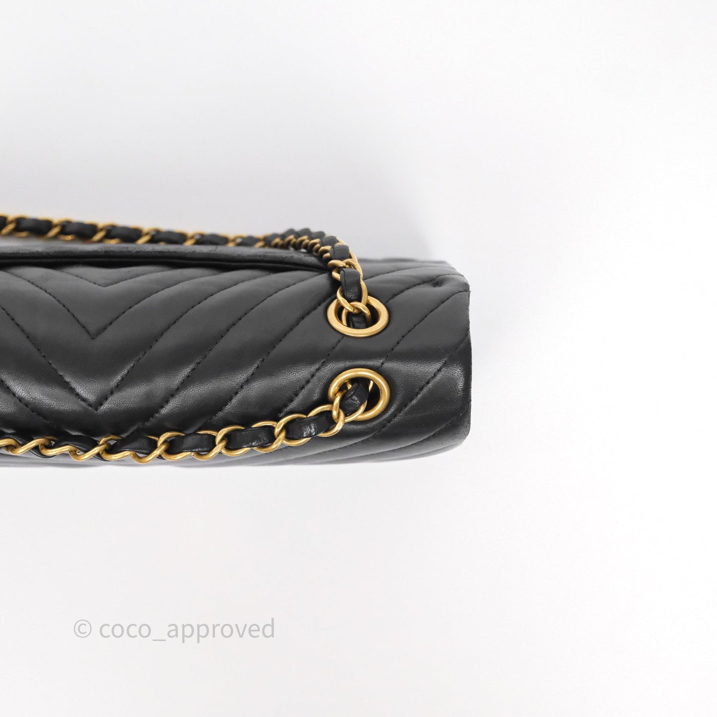 Chanel Classic Medium Flap Chevron Black Lambskin Aged Gold Hardware