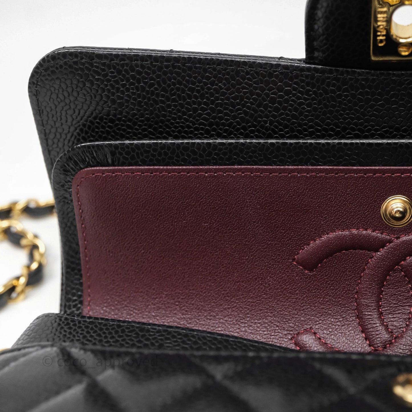 Chanel Small Classic Flap Quilted Black Caviar Gold Hardware