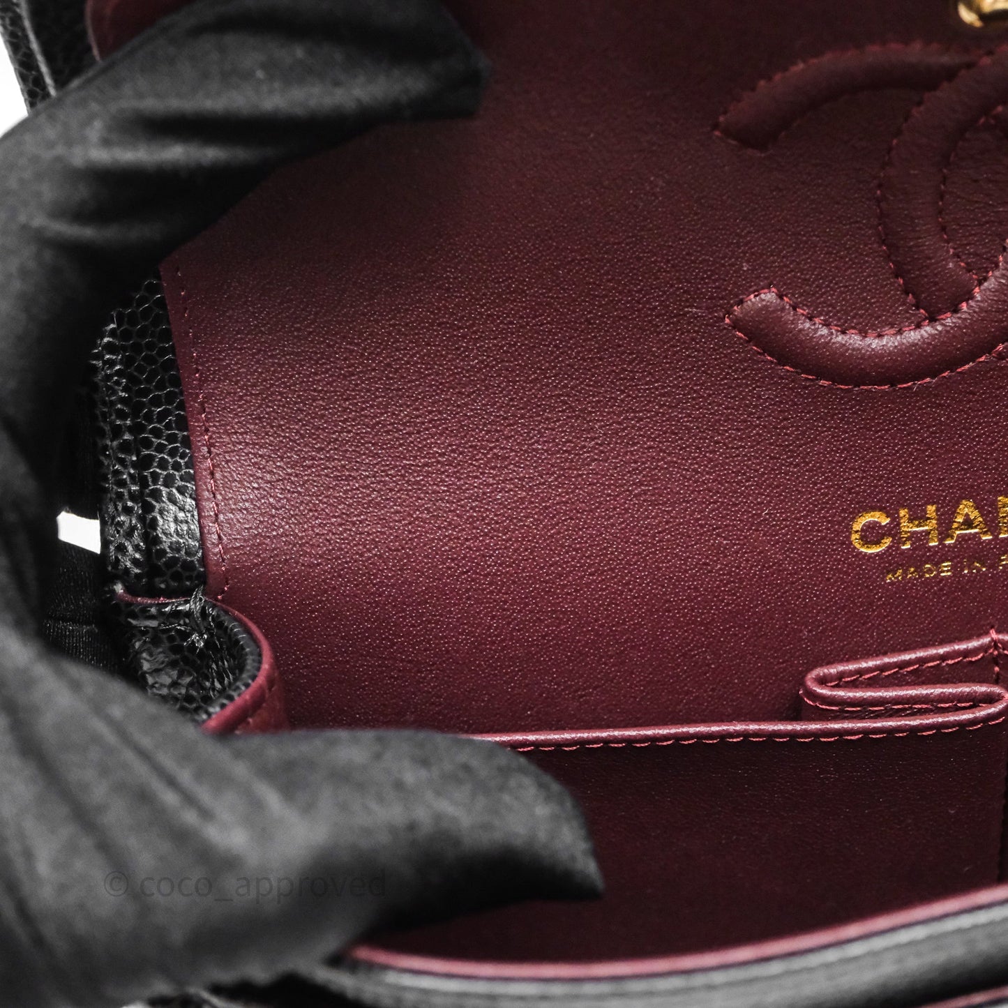 Chanel Small Classic Flap Quilted Black Caviar Gold Hardware