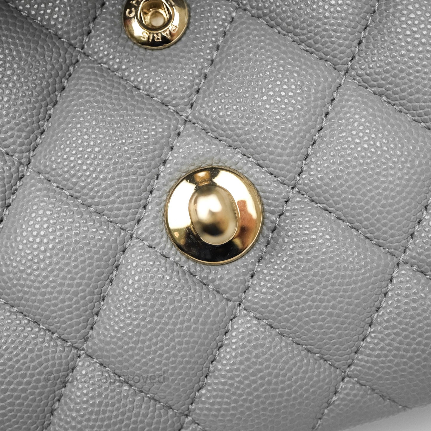 Chanel Small Classic Flap Quilted Grey Caviar Gold Hardware