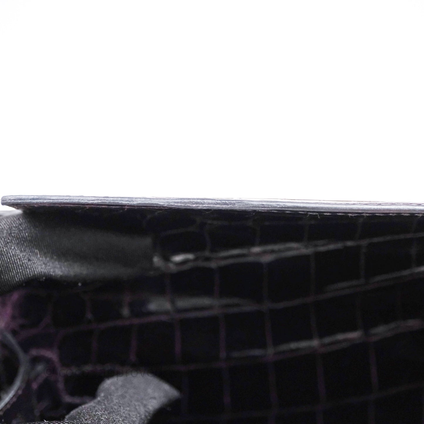 Hermes Kelly Cut Aubergine Shiny Niloticus Crocodile Palladium Hardware