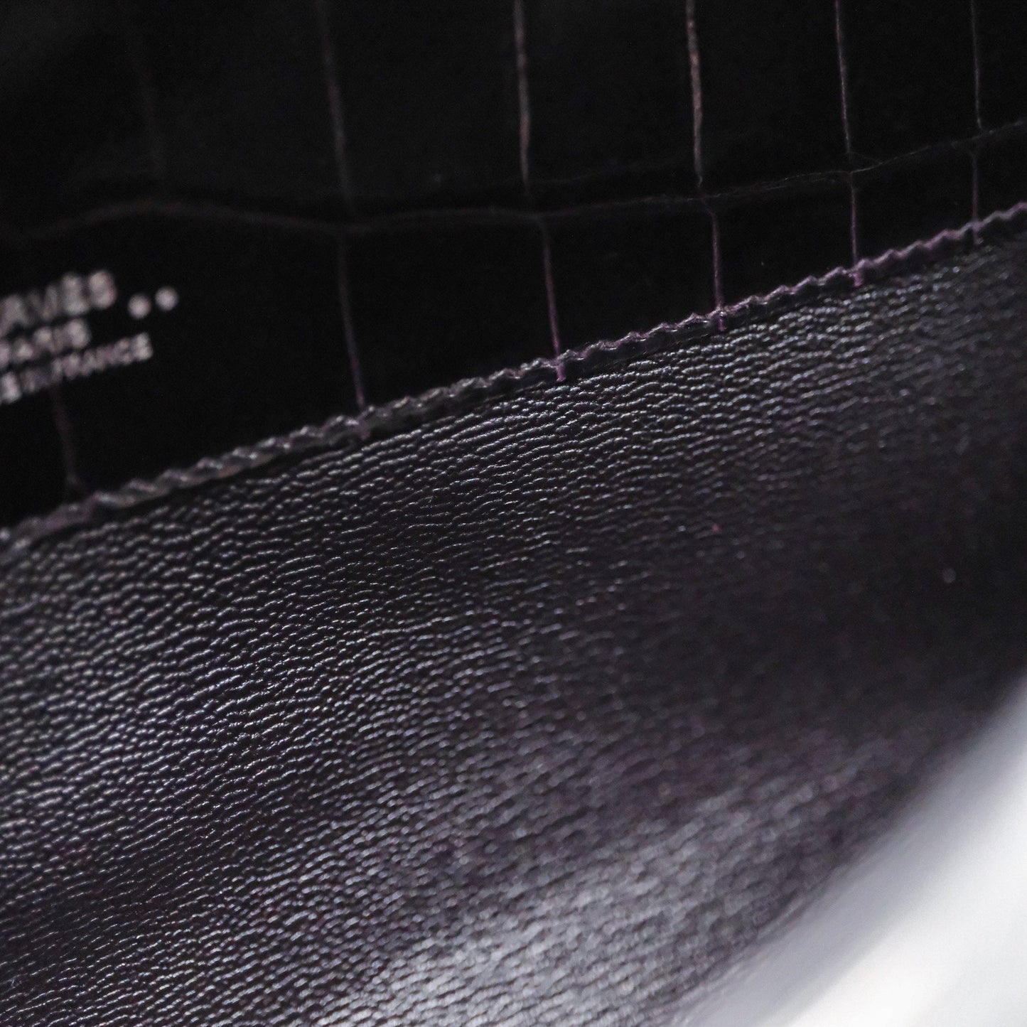 Hermes Kelly Cut Aubergine Shiny Niloticus Crocodile Palladium Hardware