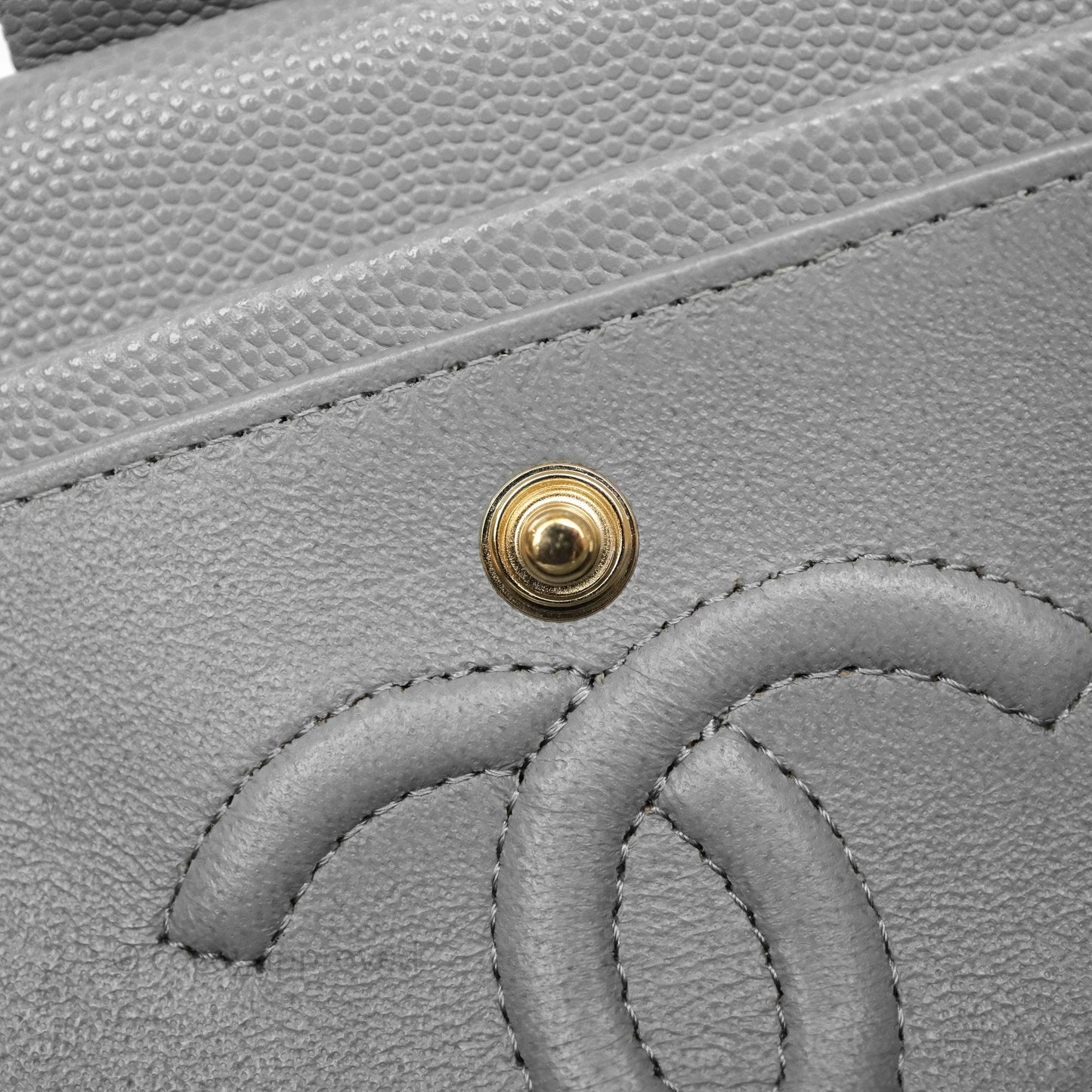 Chanel Small Classic Flap Quilted Grey Caviar Gold Hardware