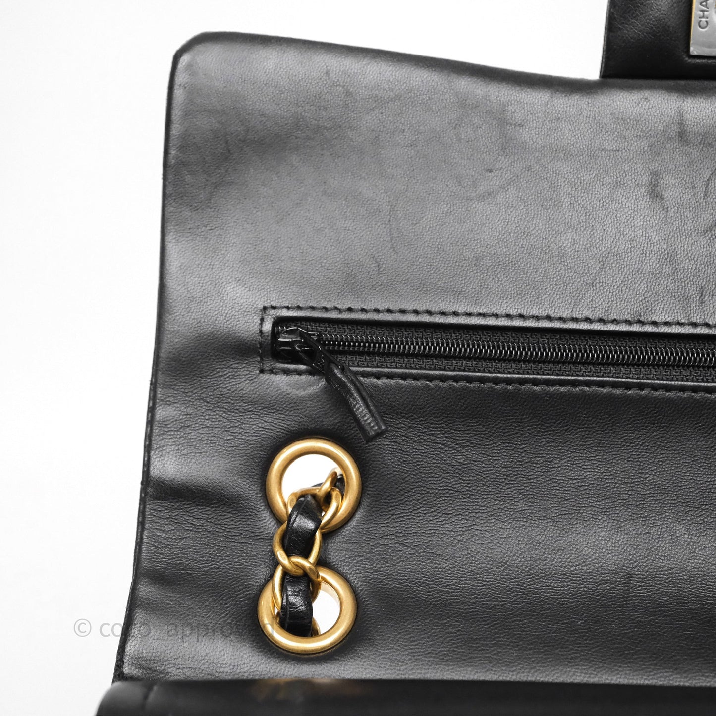 Chanel Classic Medium Flap Chevron Black Lambskin Aged Gold Hardware