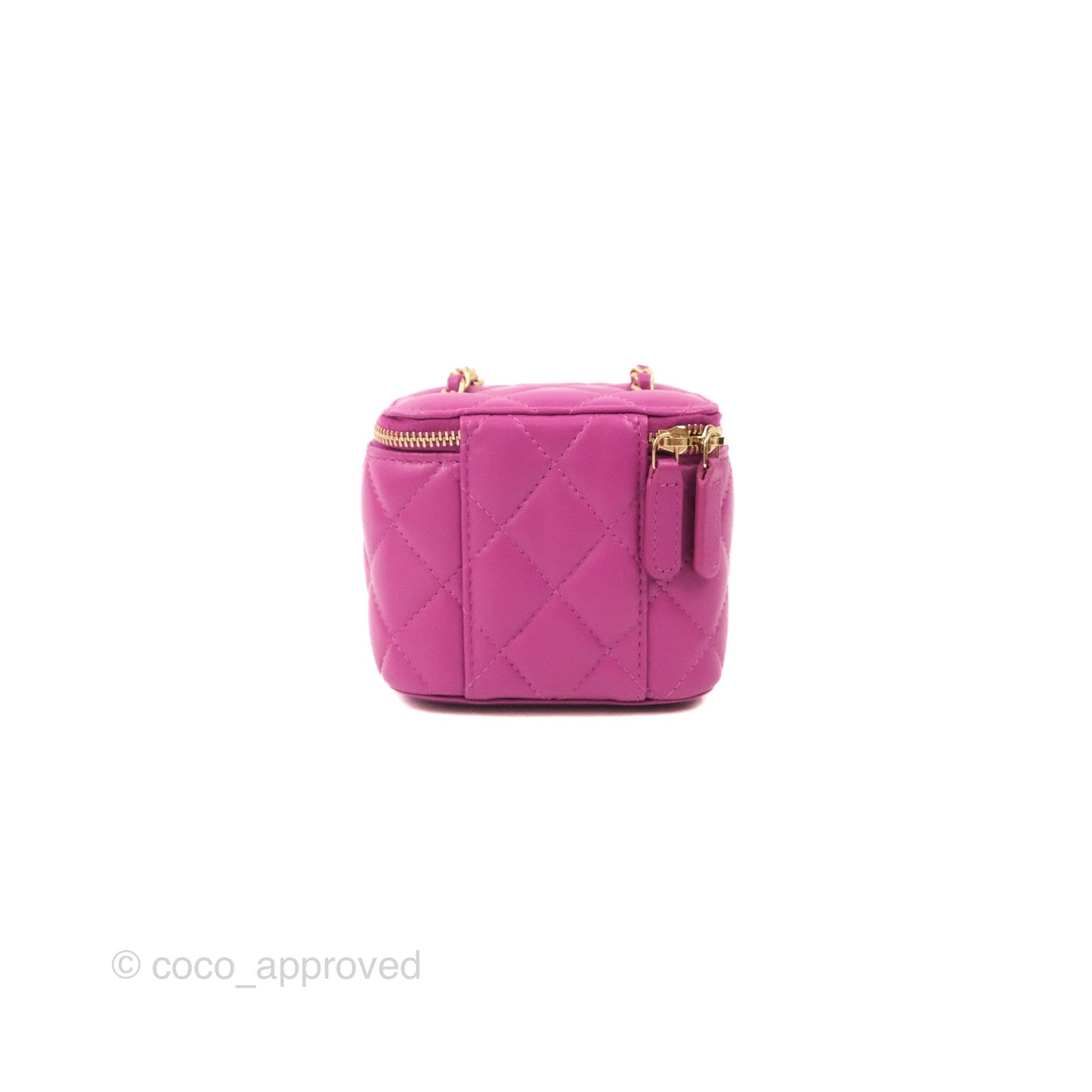 Chanel Classic Mini Pearl Crush Vanity With Chain Purple Lambskin Aged Gold Hardware