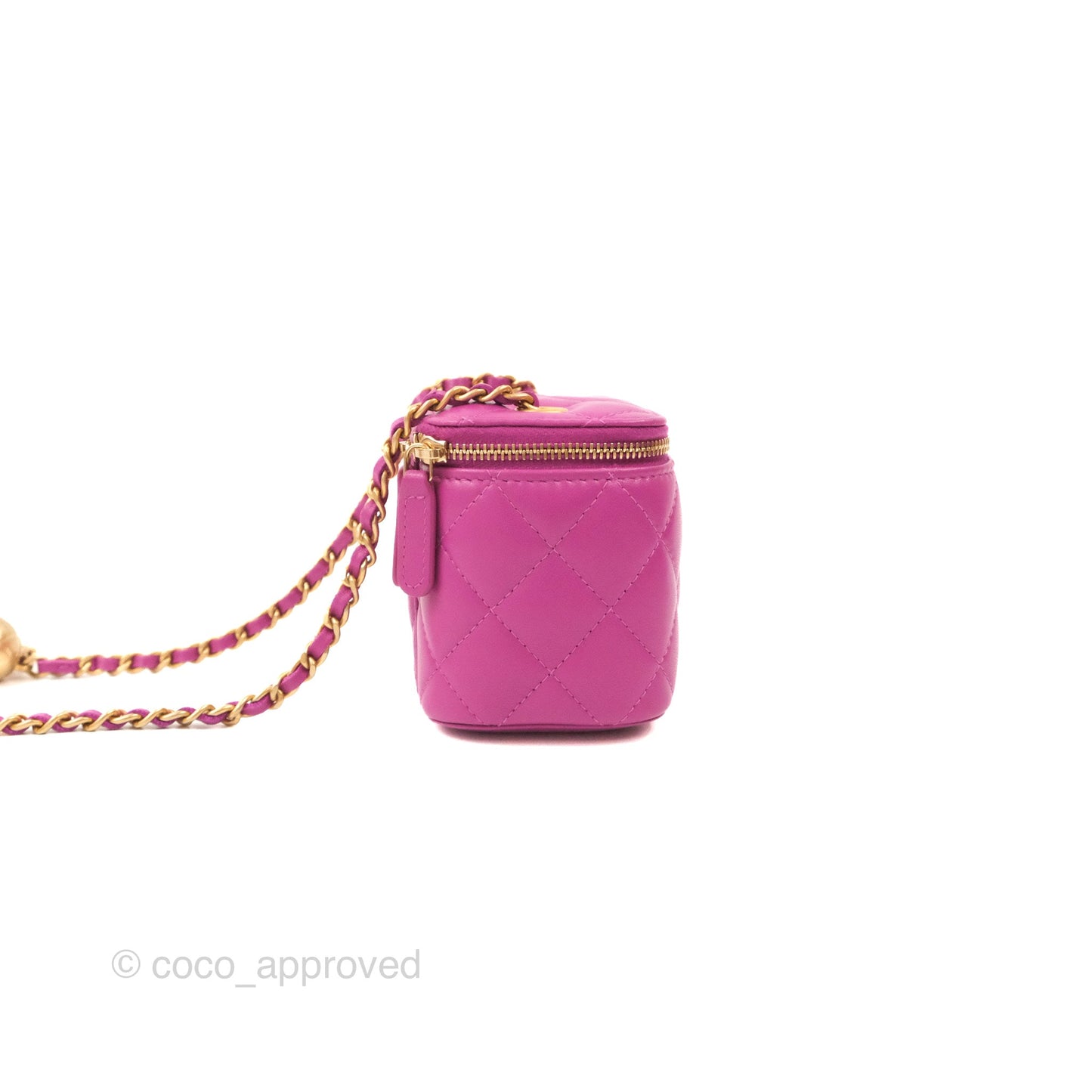 Chanel Classic Mini Pearl Crush Vanity With Chain Purple Lambskin Aged Gold Hardware