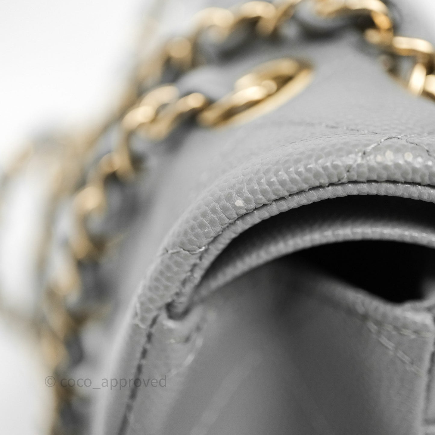 Chanel Small Classic Flap Quilted Grey Caviar Gold Hardware