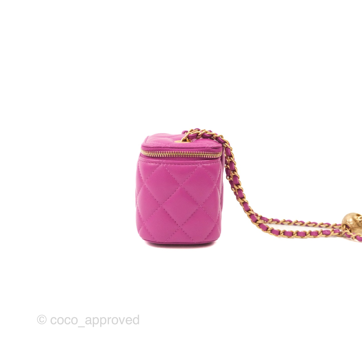 Chanel Classic Mini Pearl Crush Vanity With Chain Purple Lambskin Aged Gold Hardware