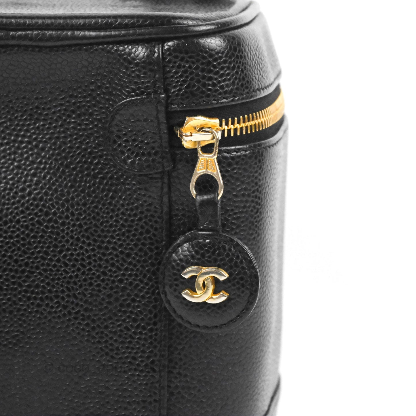 Chanel Vintage Vanity Case Black Caviar Gold Hardware
