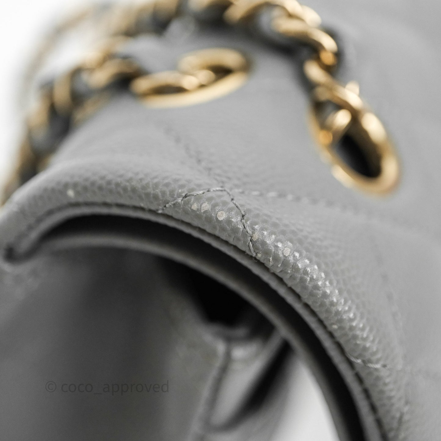 Chanel Small Classic Flap Quilted Grey Caviar Gold Hardware