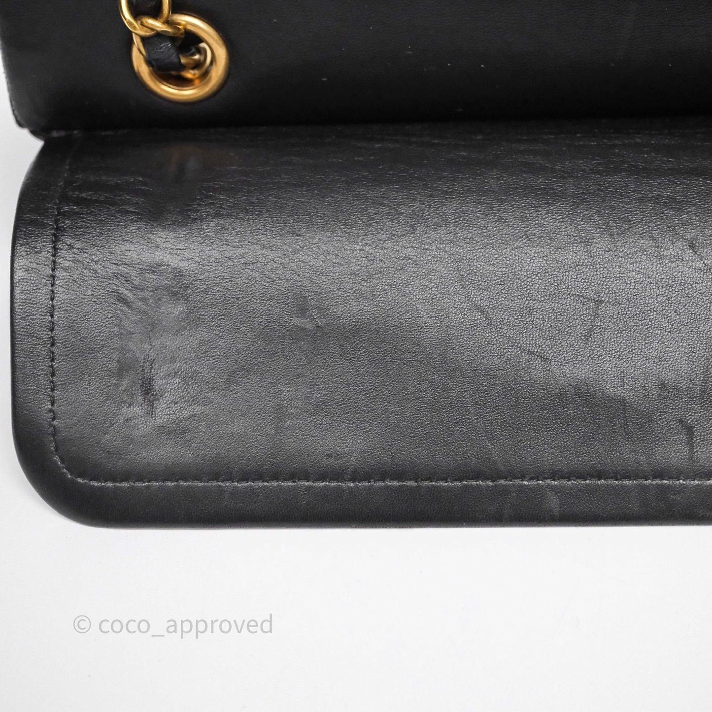 Chanel Classic Medium Flap Chevron Black Lambskin Aged Gold Hardware