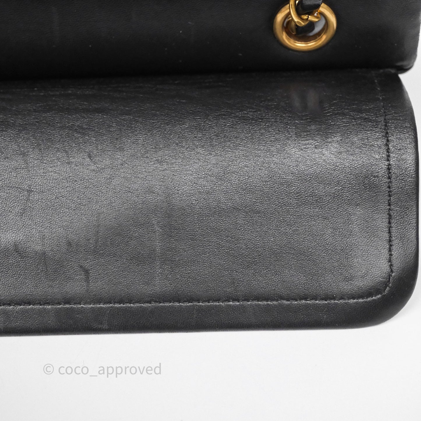 Chanel Classic Medium Flap Chevron Black Lambskin Aged Gold Hardware