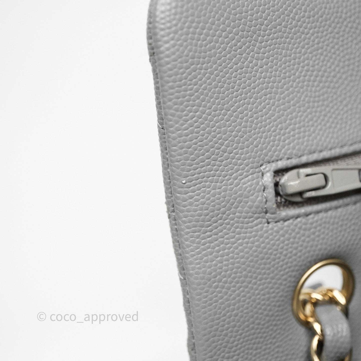Chanel Small Classic Flap Quilted Grey Caviar Gold Hardware