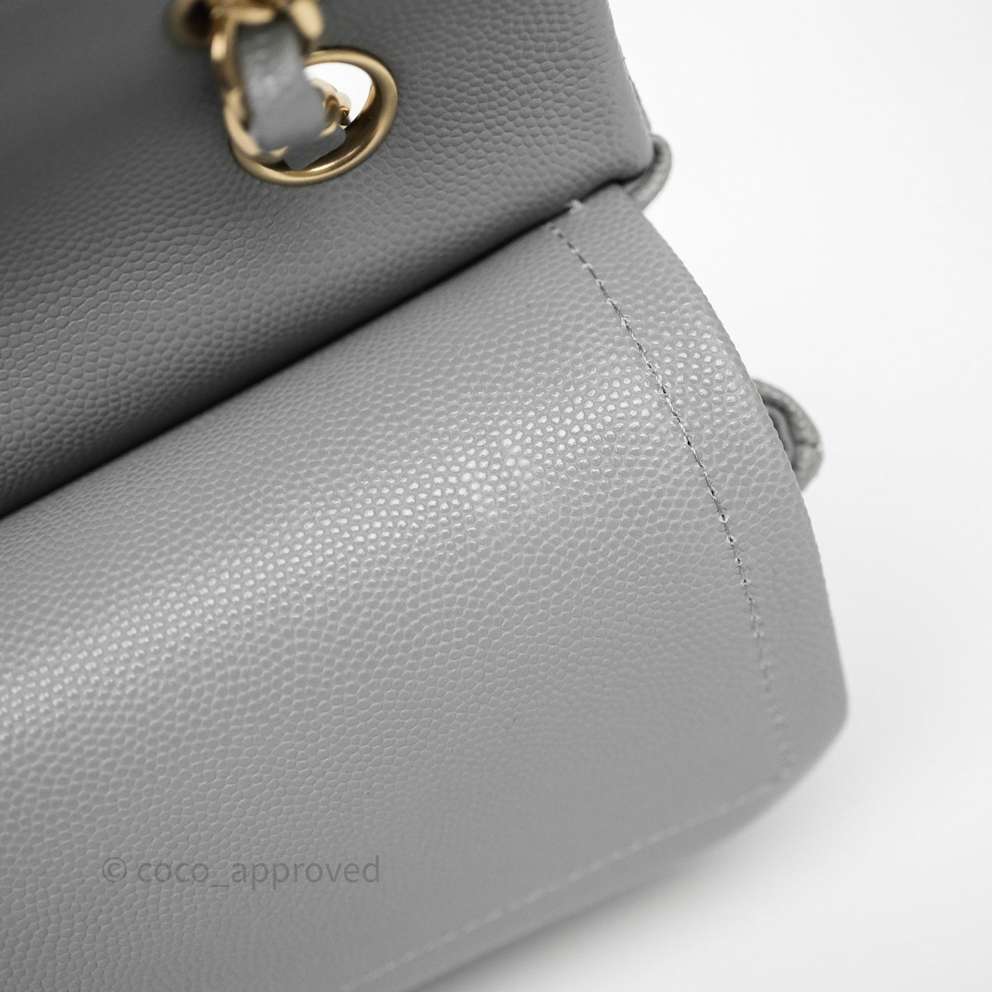 Chanel Small Classic Flap Quilted Grey Caviar Gold Hardware