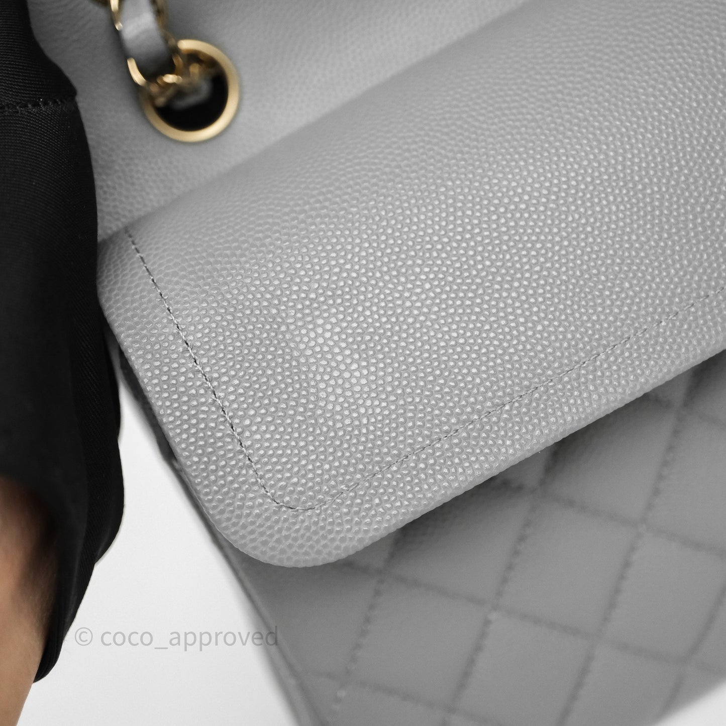 Chanel Small Classic Flap Quilted Grey Caviar Gold Hardware