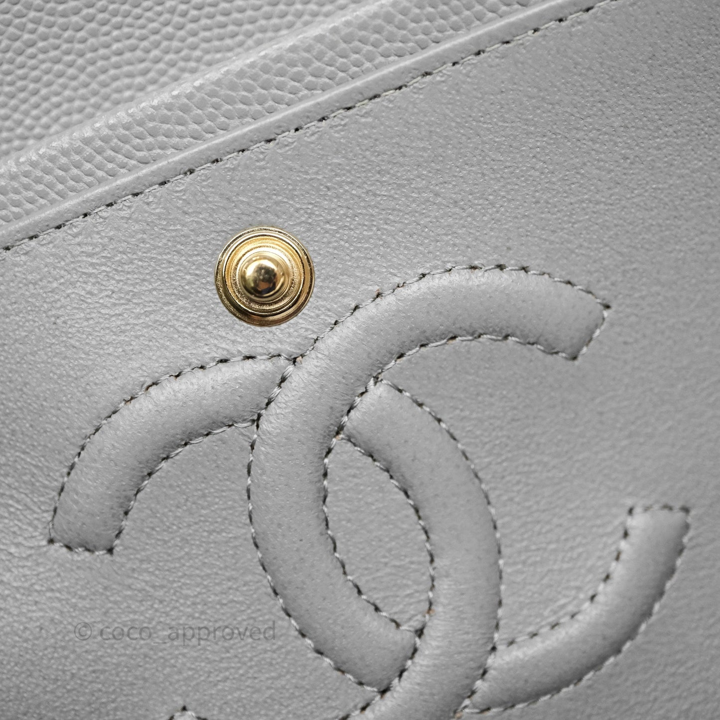 Chanel Small Classic Flap Quilted Grey Caviar Gold Hardware