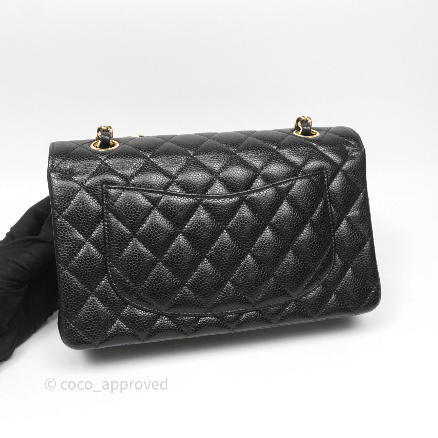 Chanel Small Classic Flap Quilted Black Caviar Gold Hardware