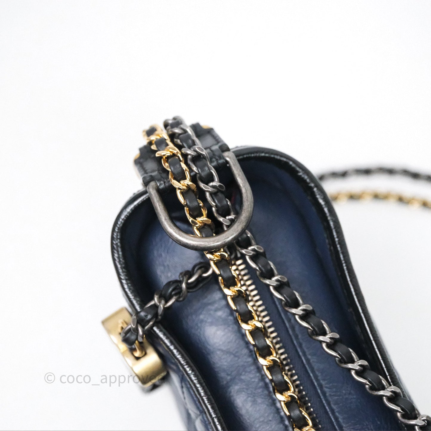 Chanel Quilted Small Gabrielle Hobo Navy Black Aged Calfskin Mixed Hardware