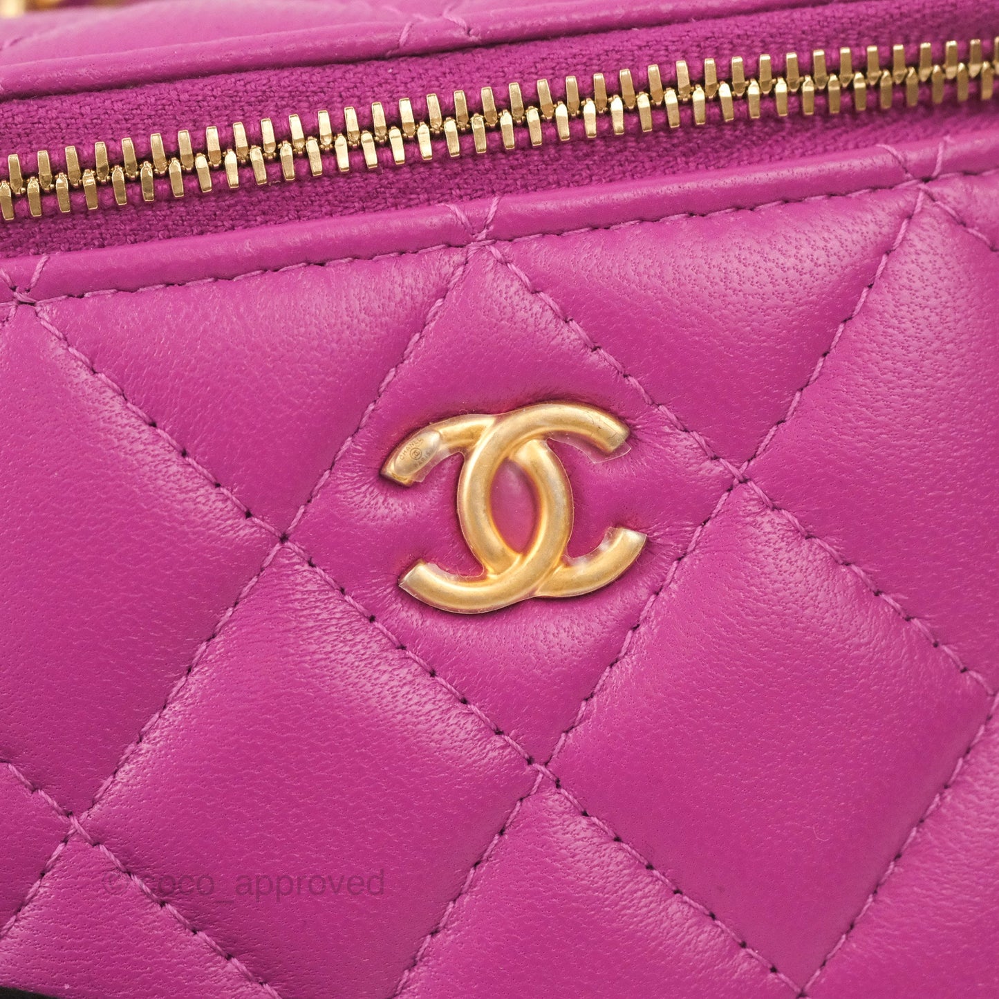 Chanel Classic Mini Pearl Crush Vanity With Chain Purple Lambskin Aged Gold Hardware