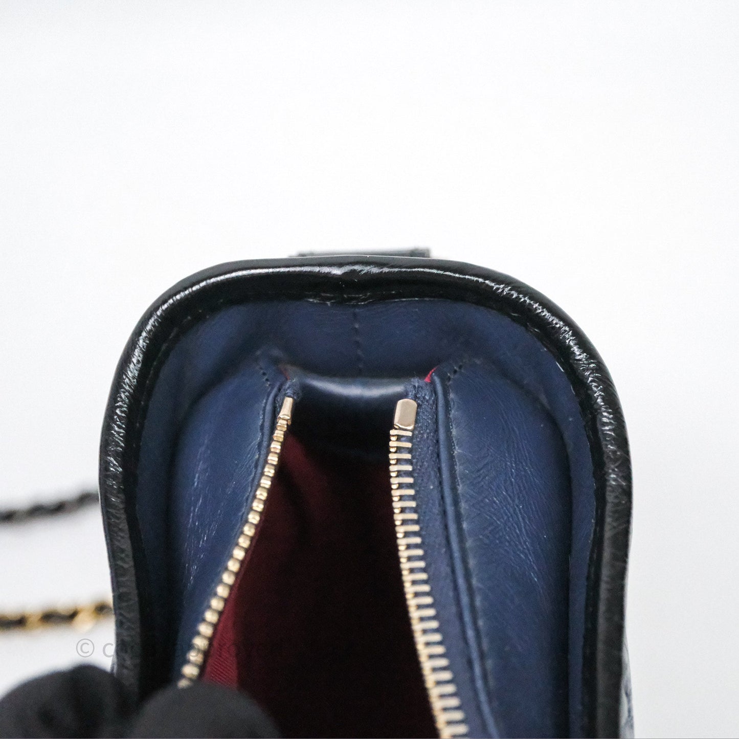 Chanel Quilted Small Gabrielle Hobo Navy Black Aged Calfskin Mixed Hardware